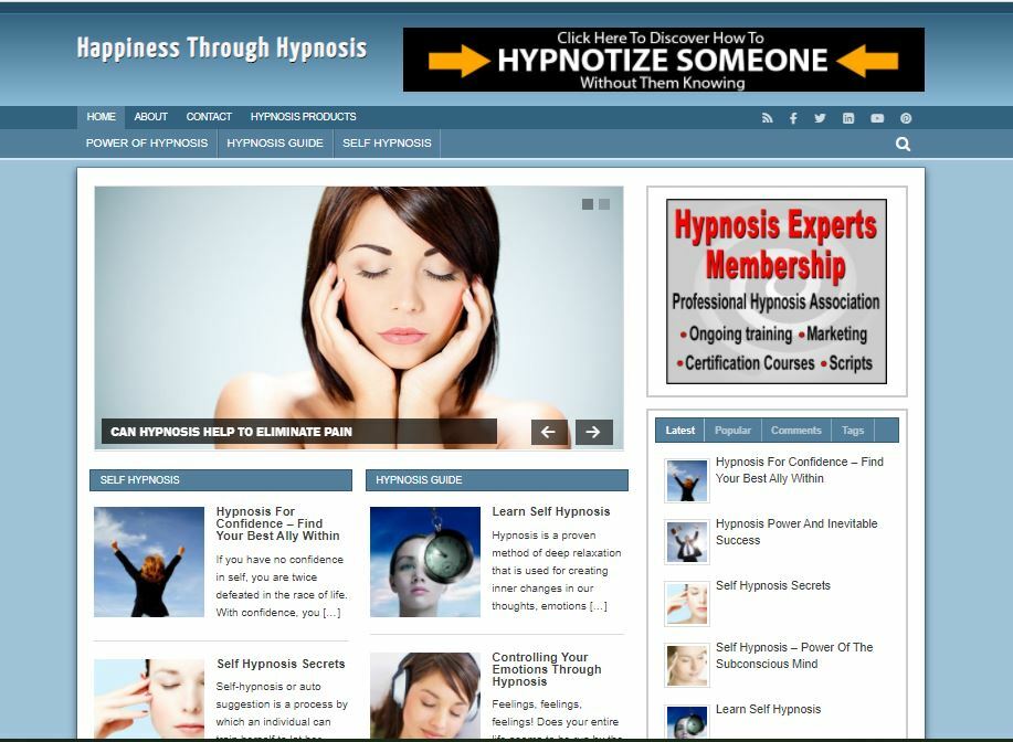 Hypnosis Happiness Niche Blog WordPress Ready Made Website For Sale