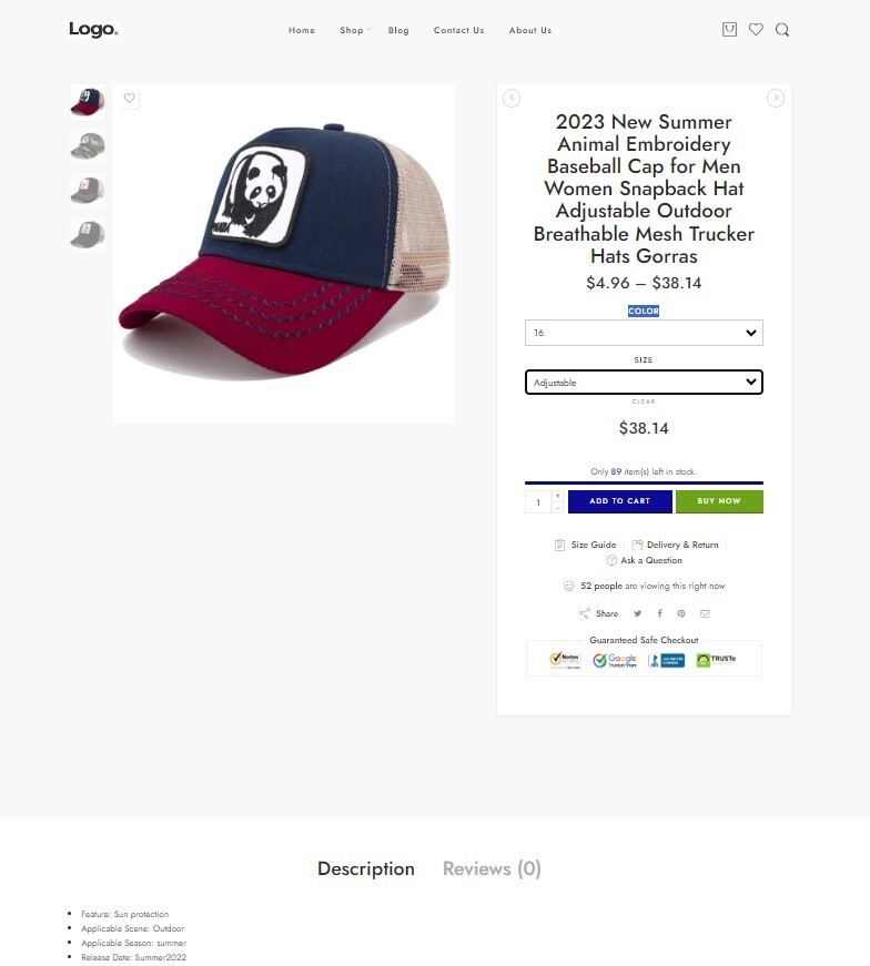 Caps & Hats Store, Drop Shipping Ecommerce Website + Free Hosting