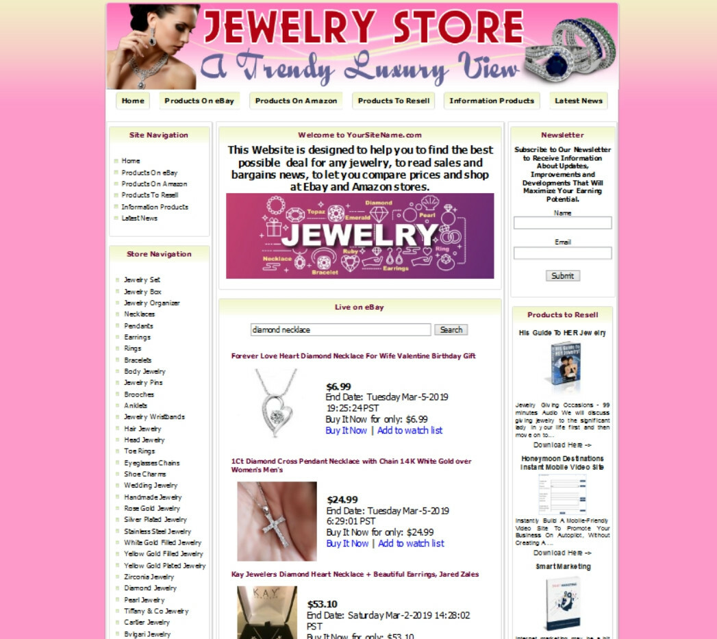 AMAZON STORE Ready Made Jewelry Affiliate Business Website Amazon+Google