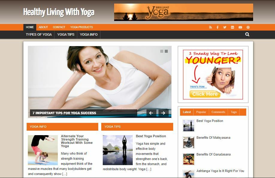 Turnkey Yoga Affiliate Site with Clickbank Products and High Traffic