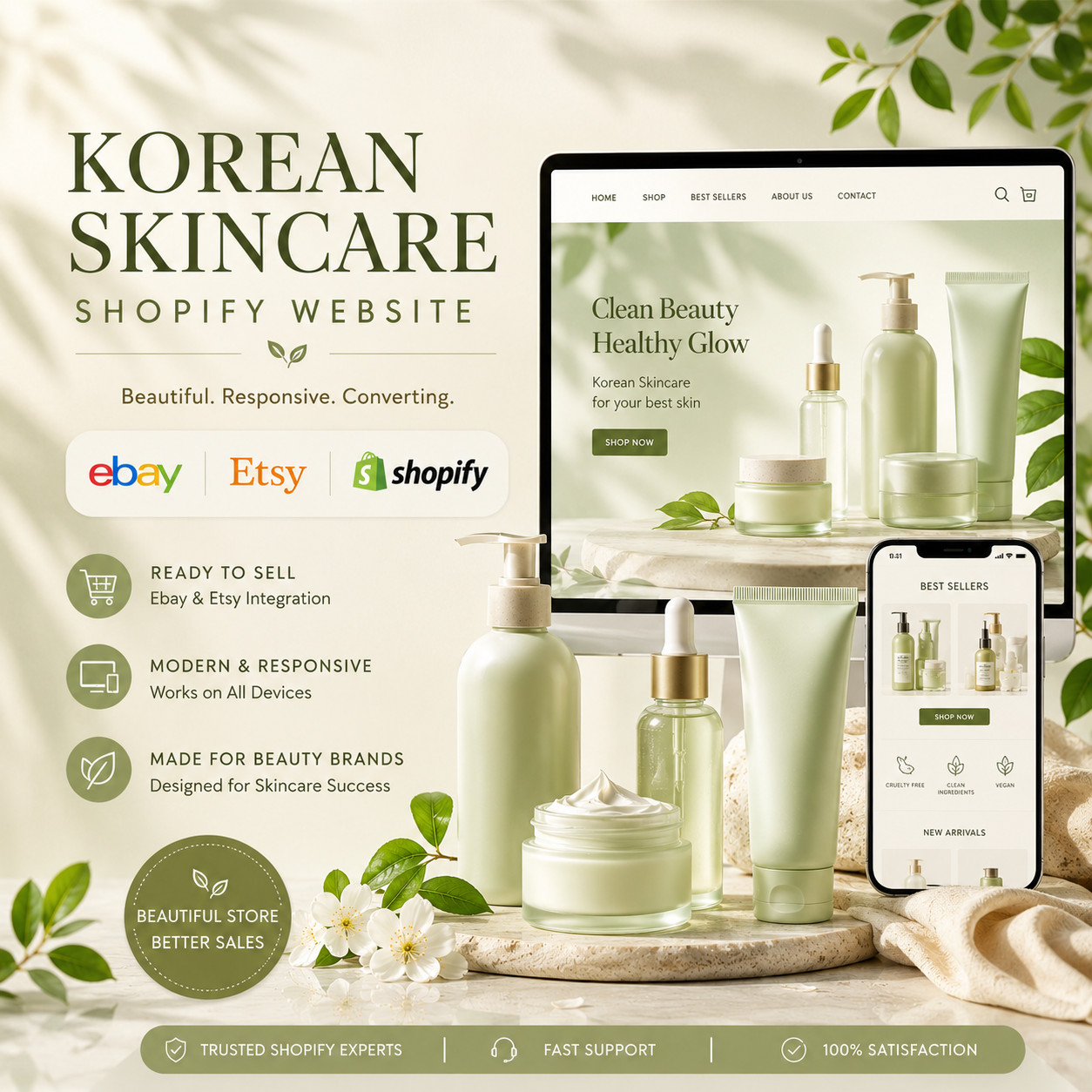 Korean Beauty Dropshipping Shopify Site – 650+ Products, 30% Profit Margins