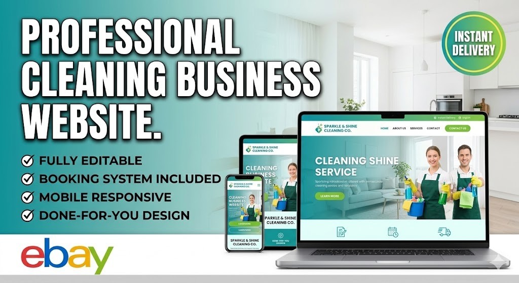 Turnkey Cleaning Business Website | Complete Client Booking Hub & Invoice System