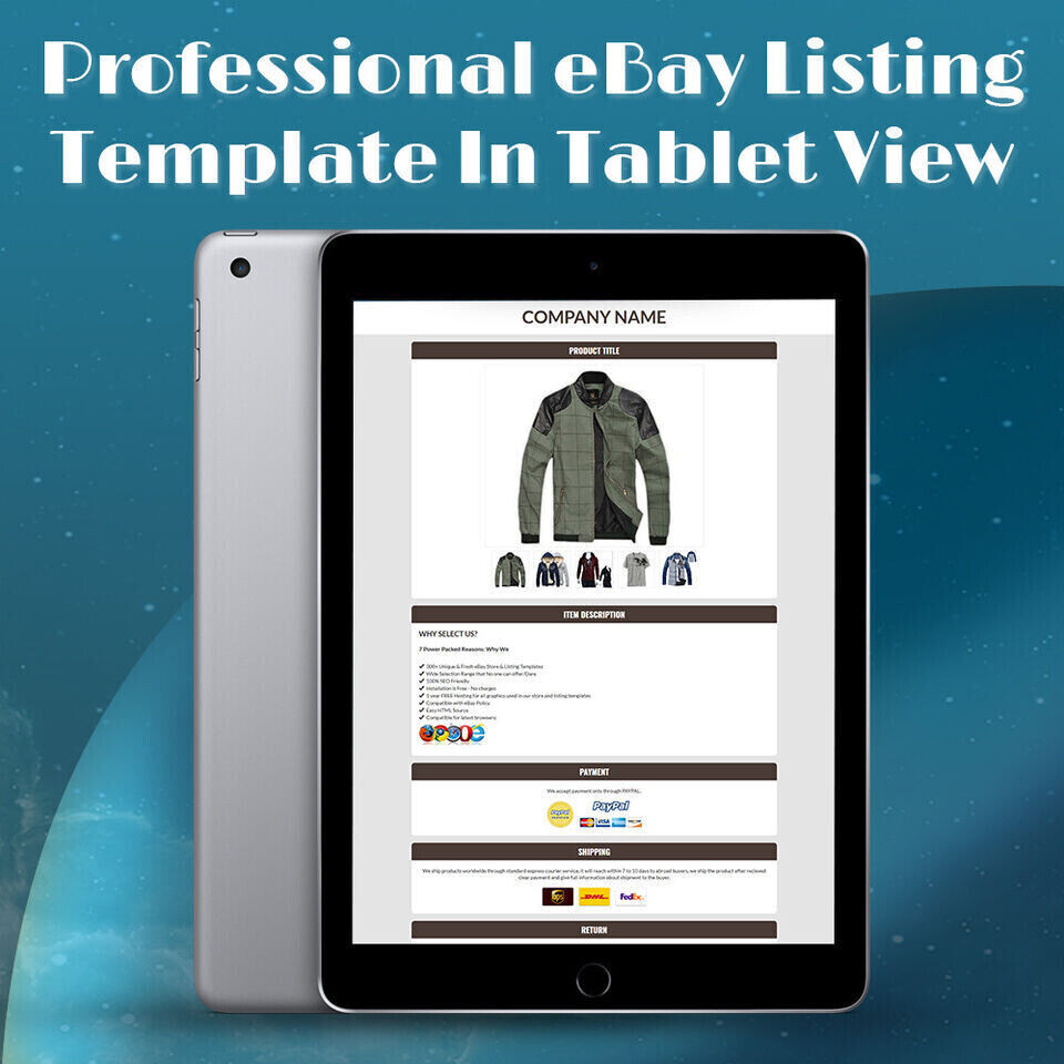 eBay Listing Template HTML Professional Mobile Responsive Design 2019 Universal