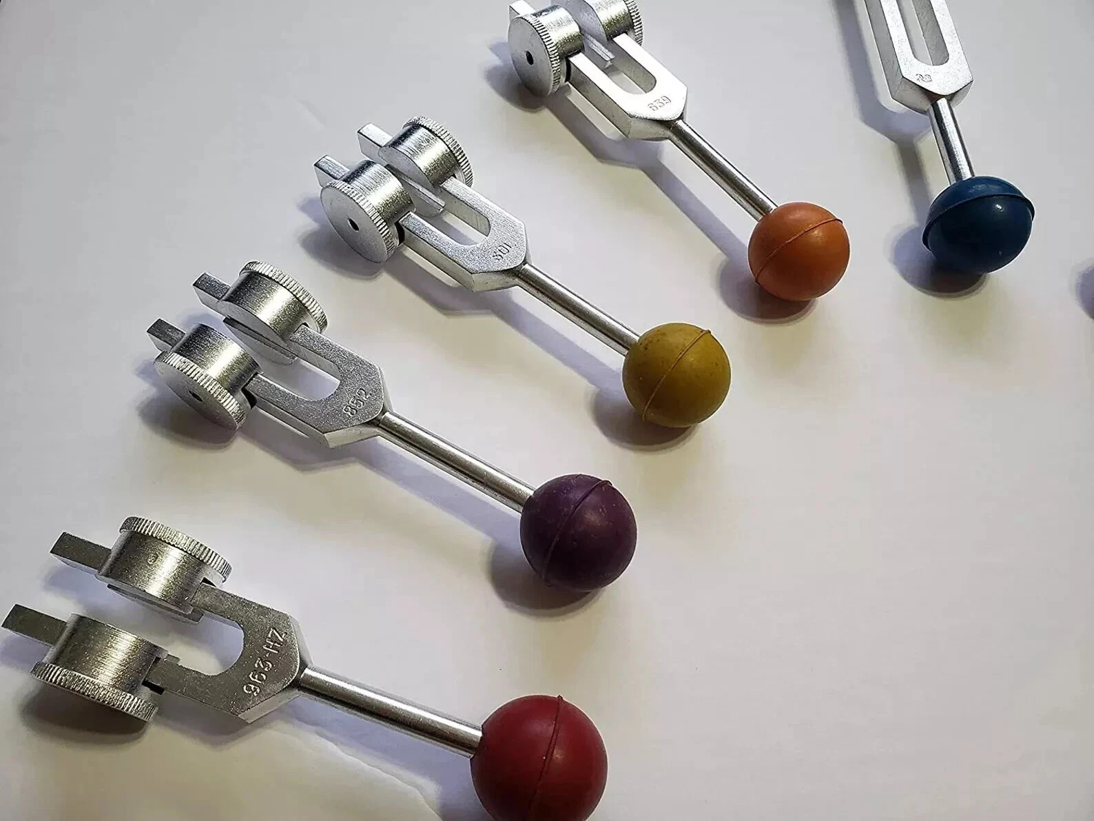 Solfeggio Tuning Forks Weighted Set of 9 with Color Removable Balls for Healing