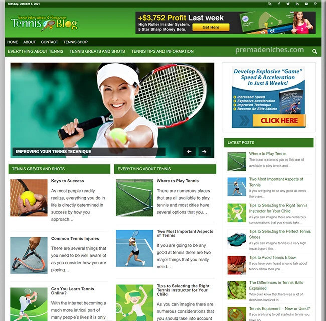 Ready Made Tennis Niche Blog You Need to Buy| Amazon Clickbank Business For Sale