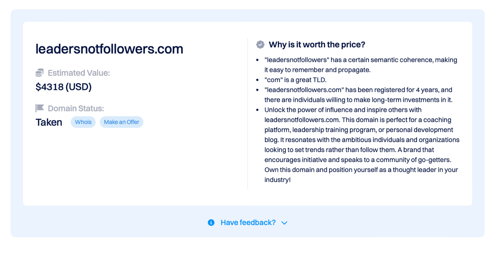 LeadersNotFollowers.com Domain for Sale Motivational Leadership Coaching Mindset