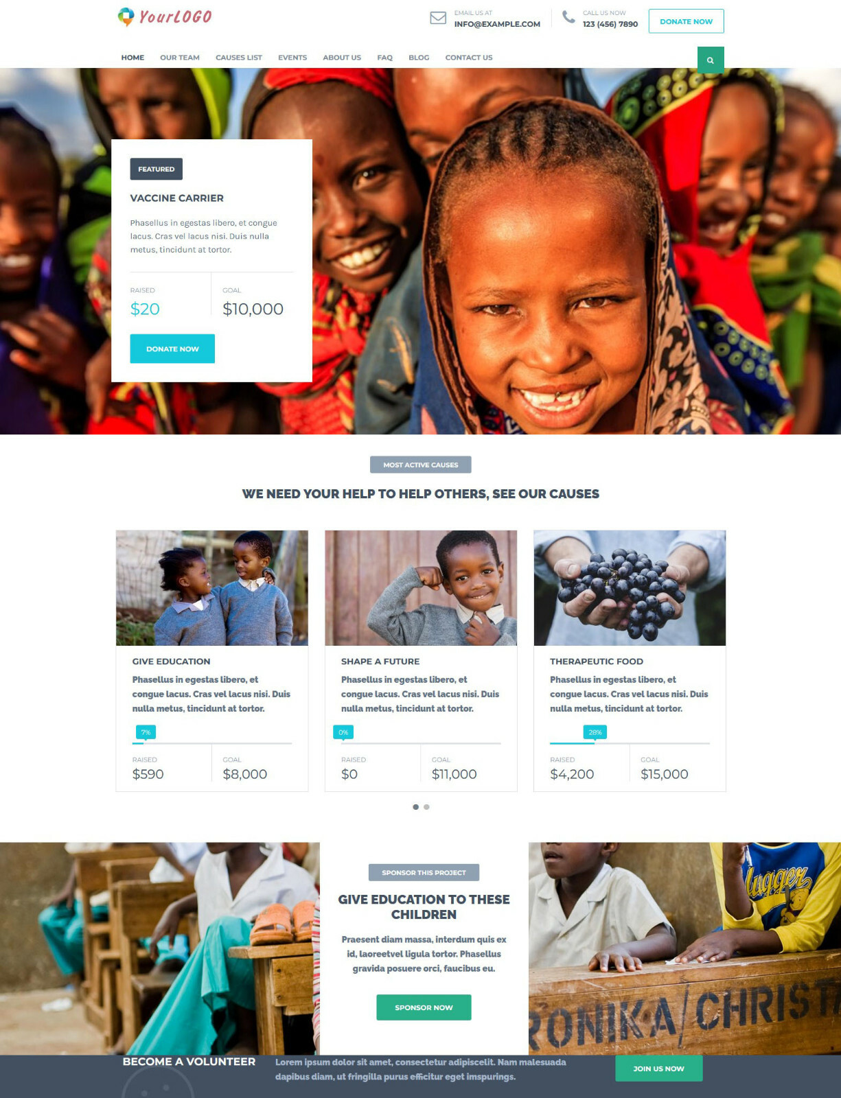 Charity Website – Fundraising / Non-profit Organization NGO / Church