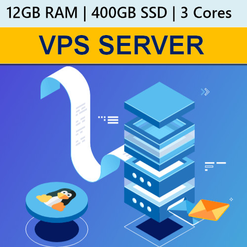 VPS Server / RDP Server / VPS Hosting 12GB RAM 400GB SSD – 12 months