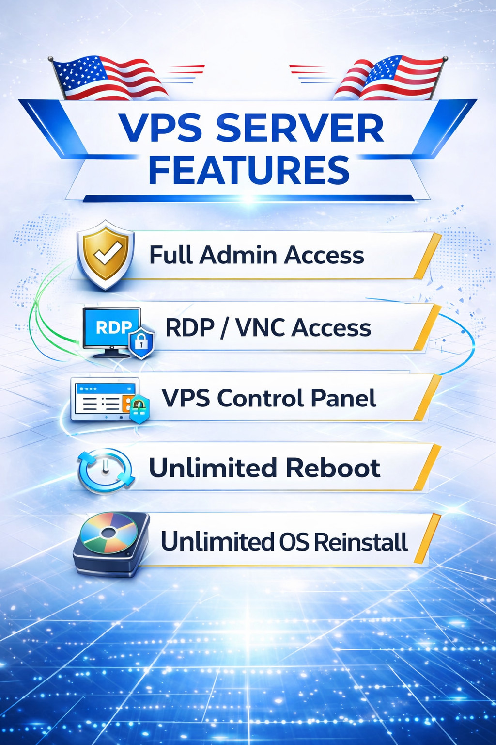 USA Windows VPS RDP Server 8GB RAM 150GB SSD Fast Remote Desktop Hosting