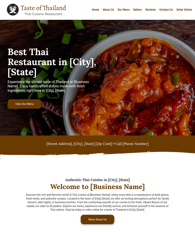 Thai Food Restaurant Customized Business Website *SEE FULL DESCRIPTION*