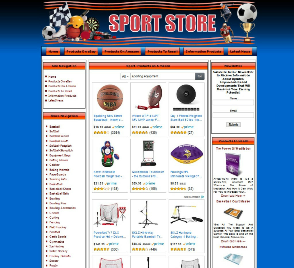 SPORT STORE WEBSITE BUSINESS FOR SALE. Amazon Store with Adsense