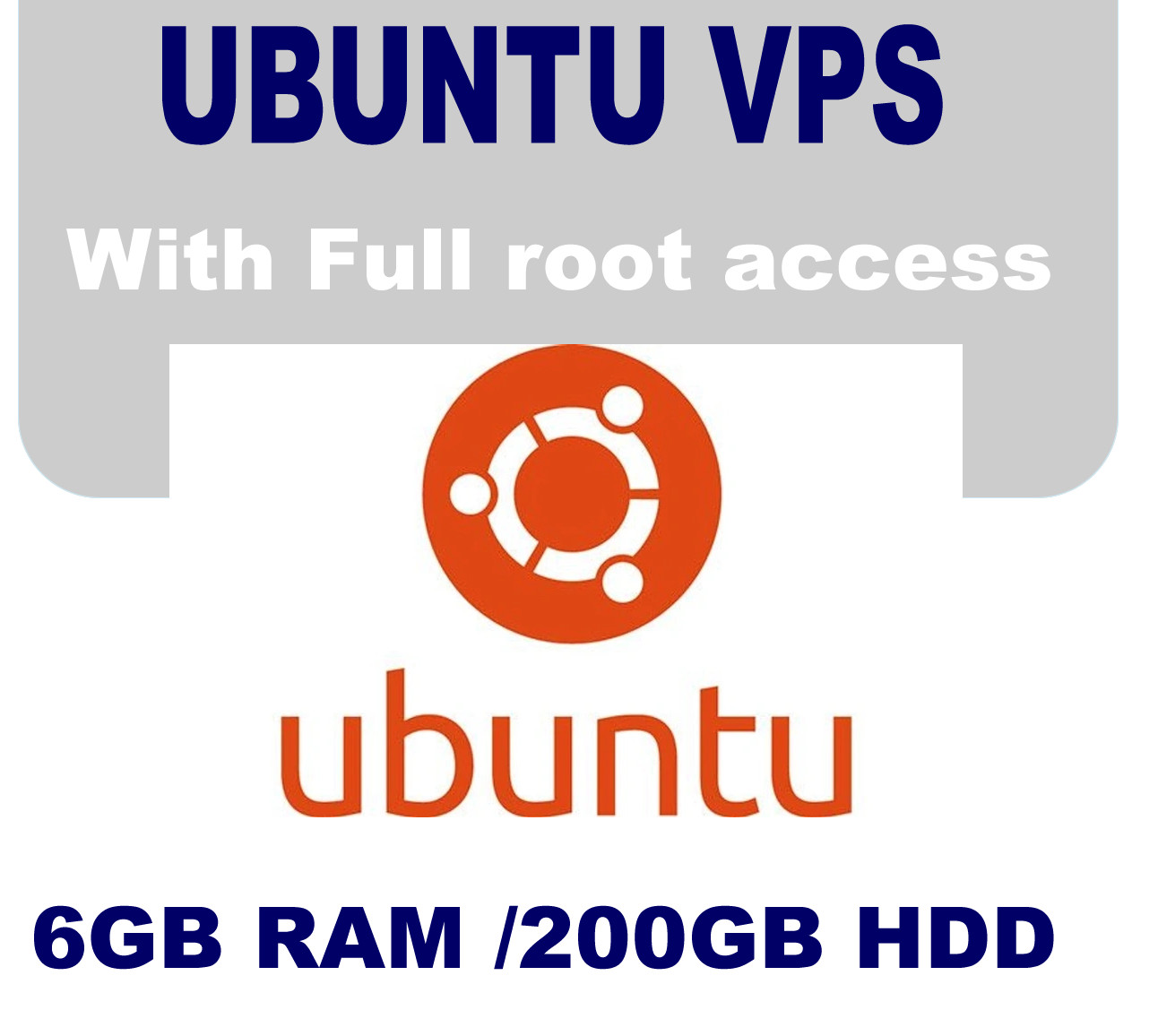 UBUNTU VPS Server 6GB RAM, 200GB HDD, 24hour support Various OS Versions