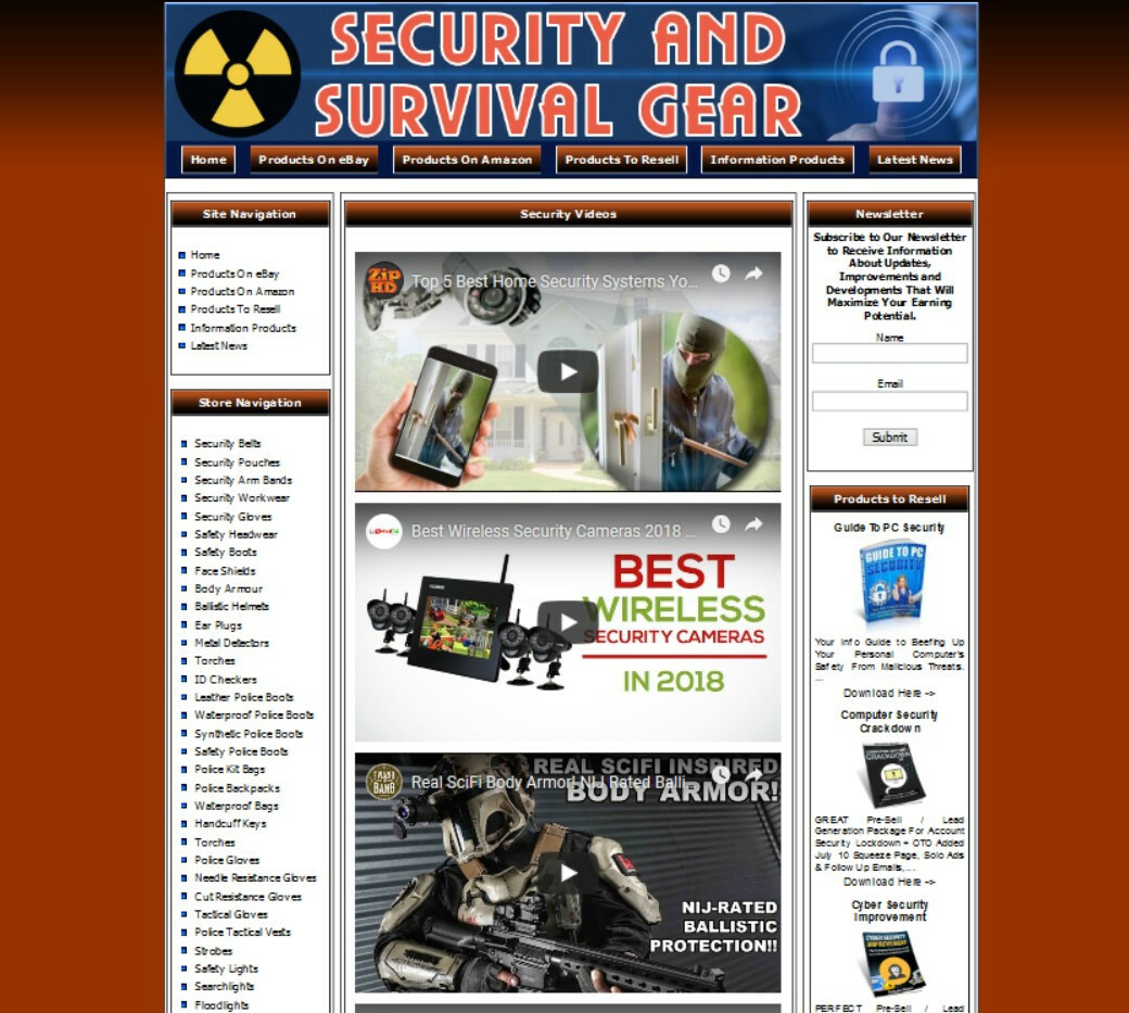 SECURITY AND SURVIVAL GEAR STORE WEBSITE BUSINESS FOR SALE