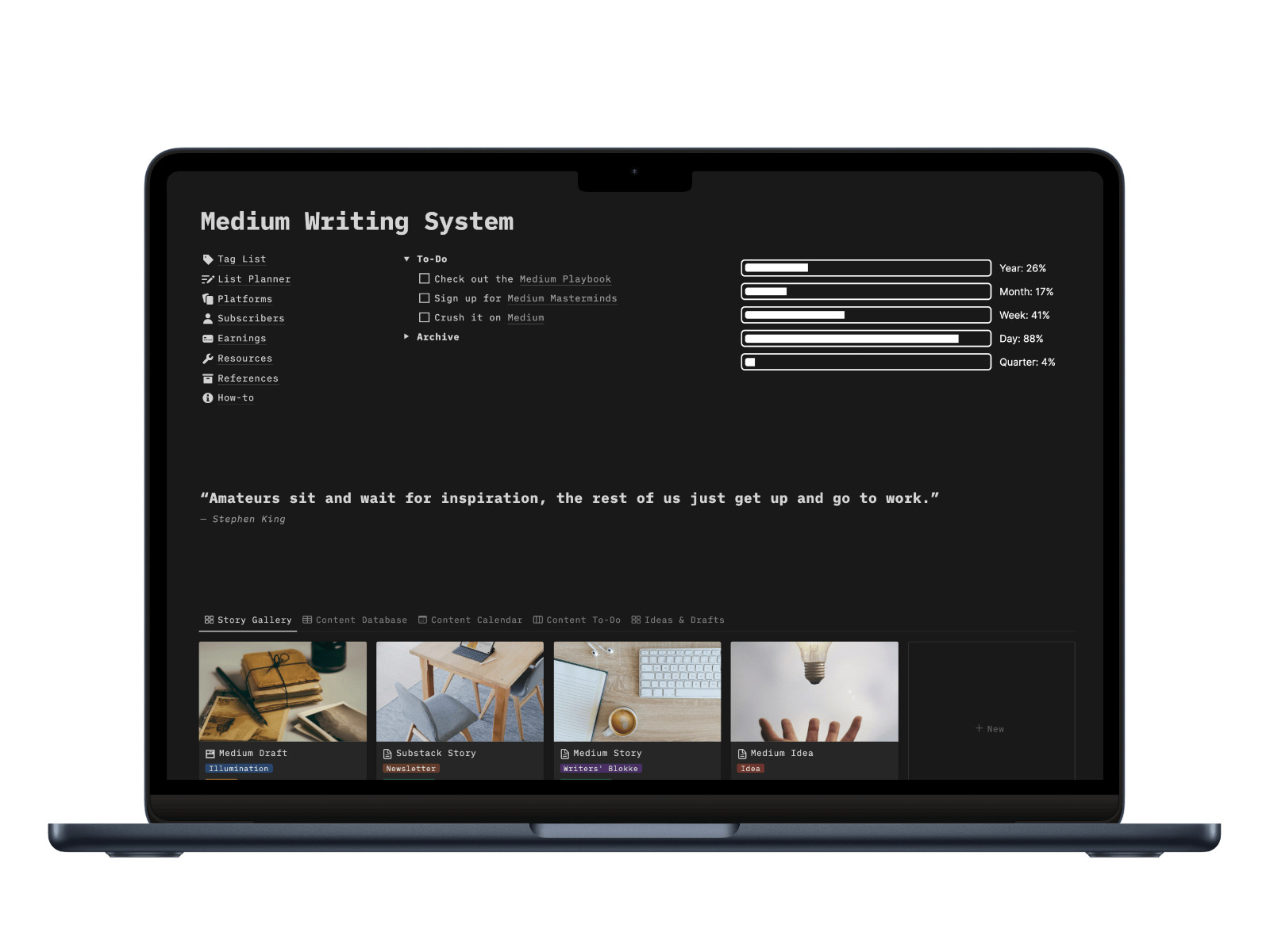 Notion Template,Medium Writing System: Elevate Your Content Creation