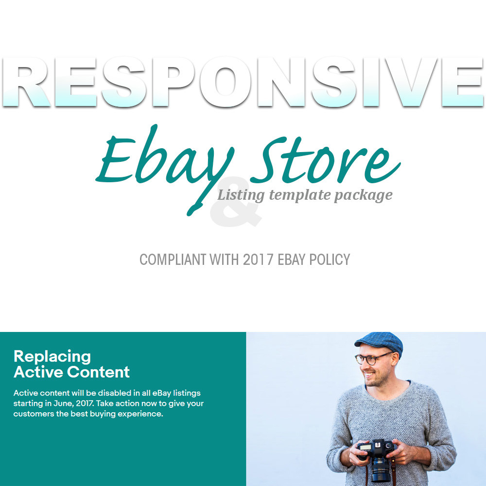 Professional eBay Listing Template Blue Dynamic Category HTML Auction Design