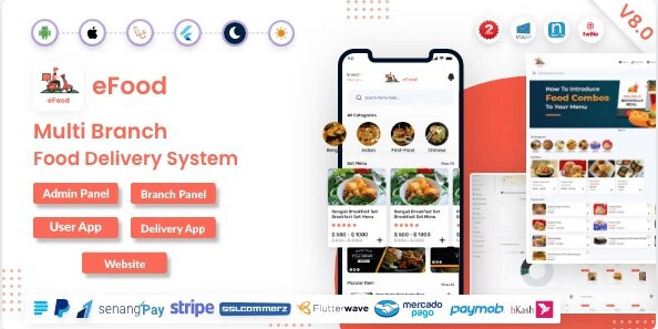 eFood v8.0 – Food Delivery App with Laravel Admin Panel + Delivery Man App