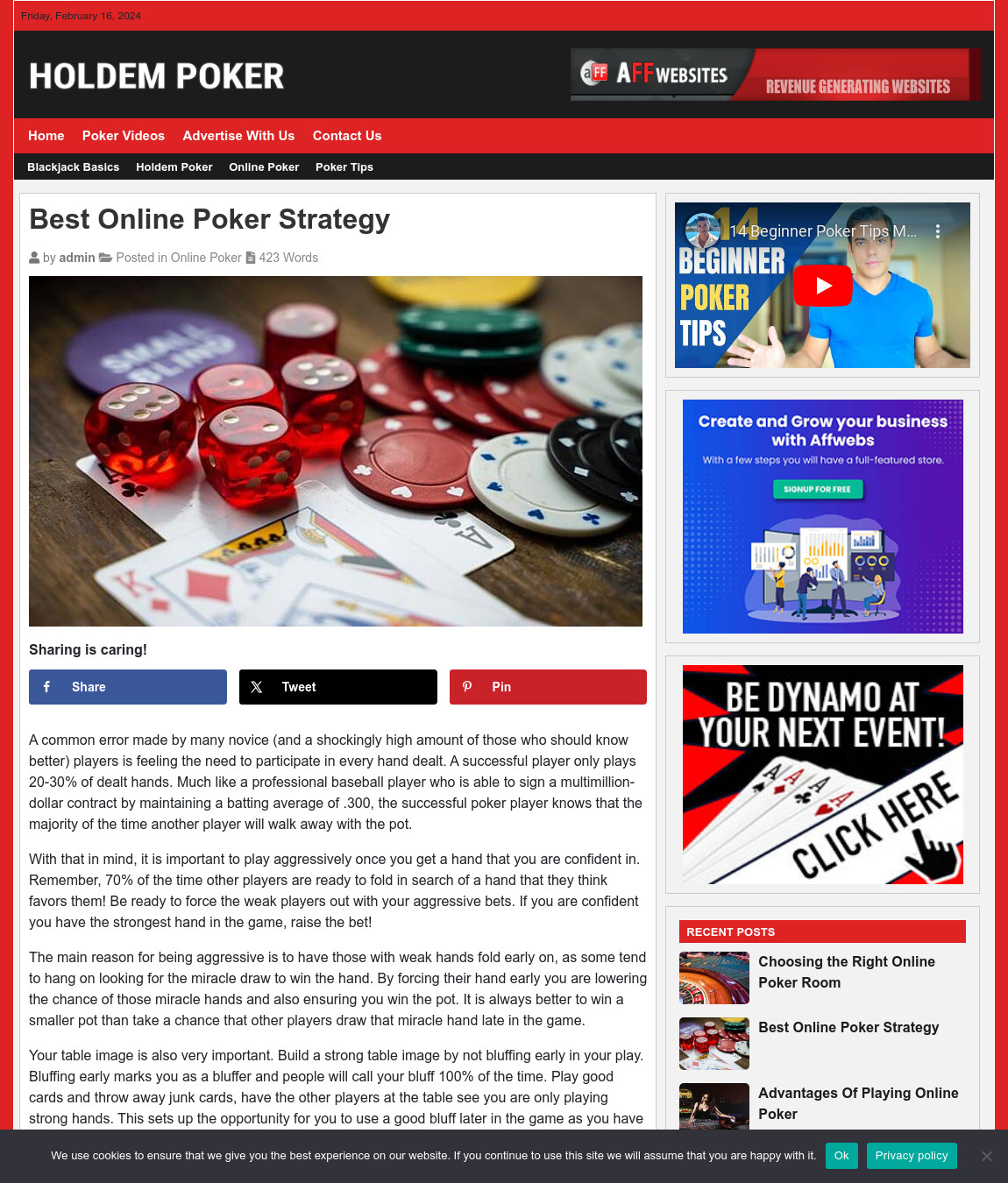 POKER TIPS Website Business For Sale – Work From Home Internet Business