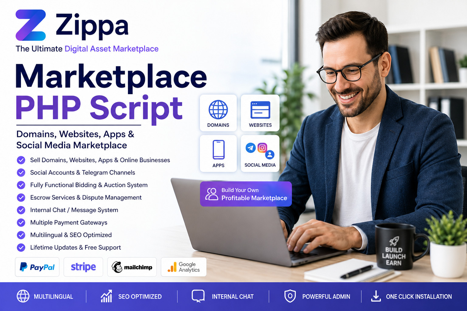 Zippa – Marketplace PHP Project | Domains, Websites, Apps, Social Media Platform