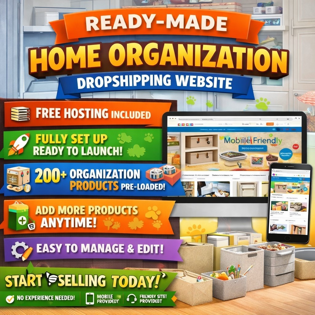 Ready-Made Home Organization Dropshipping Website | 200+ Products | Free Hosting
