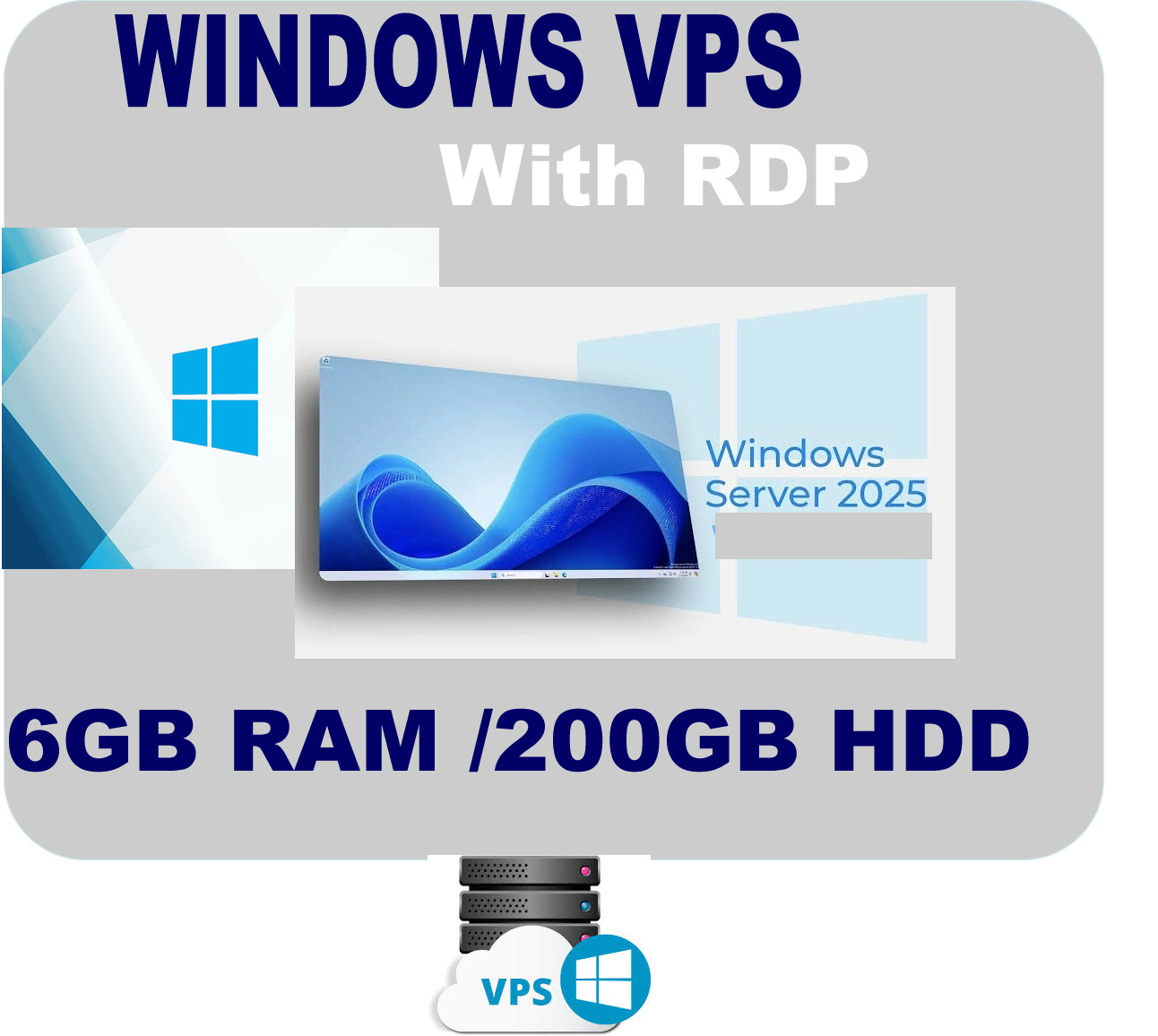 Windows VPS Server 6GB RAM, 200GB HDD RDP Enabled, Fast browsing 24hour support