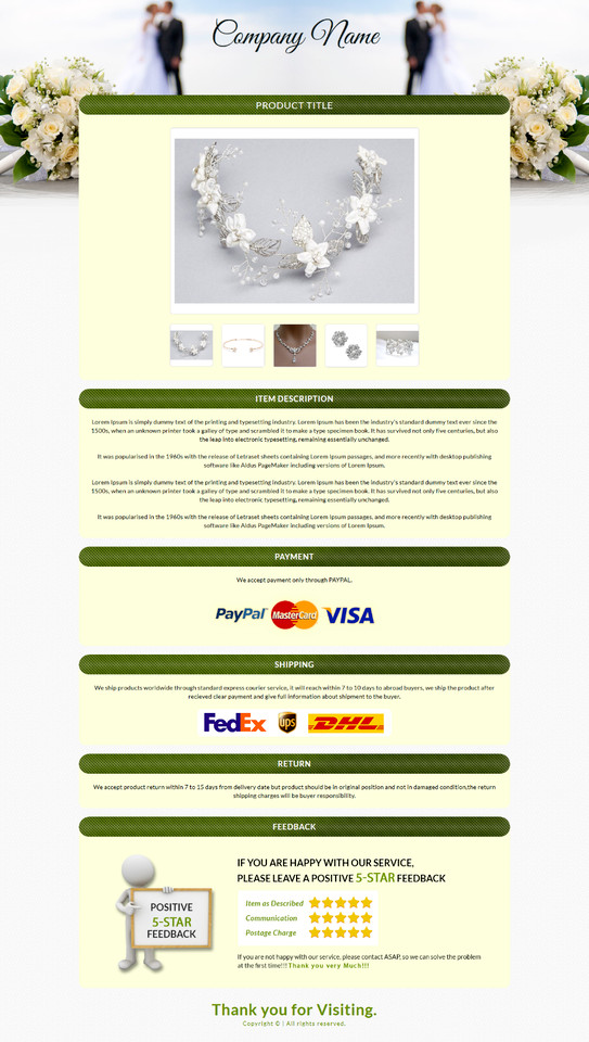 eBay Mobile Responsive HTML eBay Listing Template Auction Template Universal