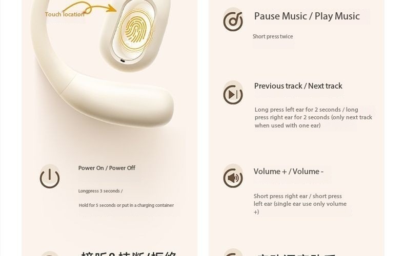 Pincun H1 Max Bluetooth Earphones, Bone Conduction, Over-Ear, Wireless, Open-Ear