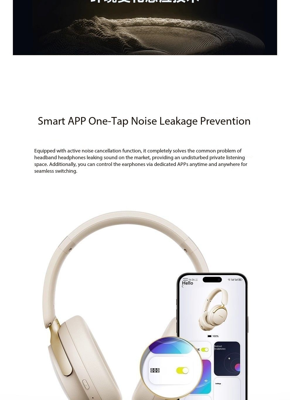 Pinsen NC60 Over-Ear Bluetooth Headphones with Active Noise Cancellation