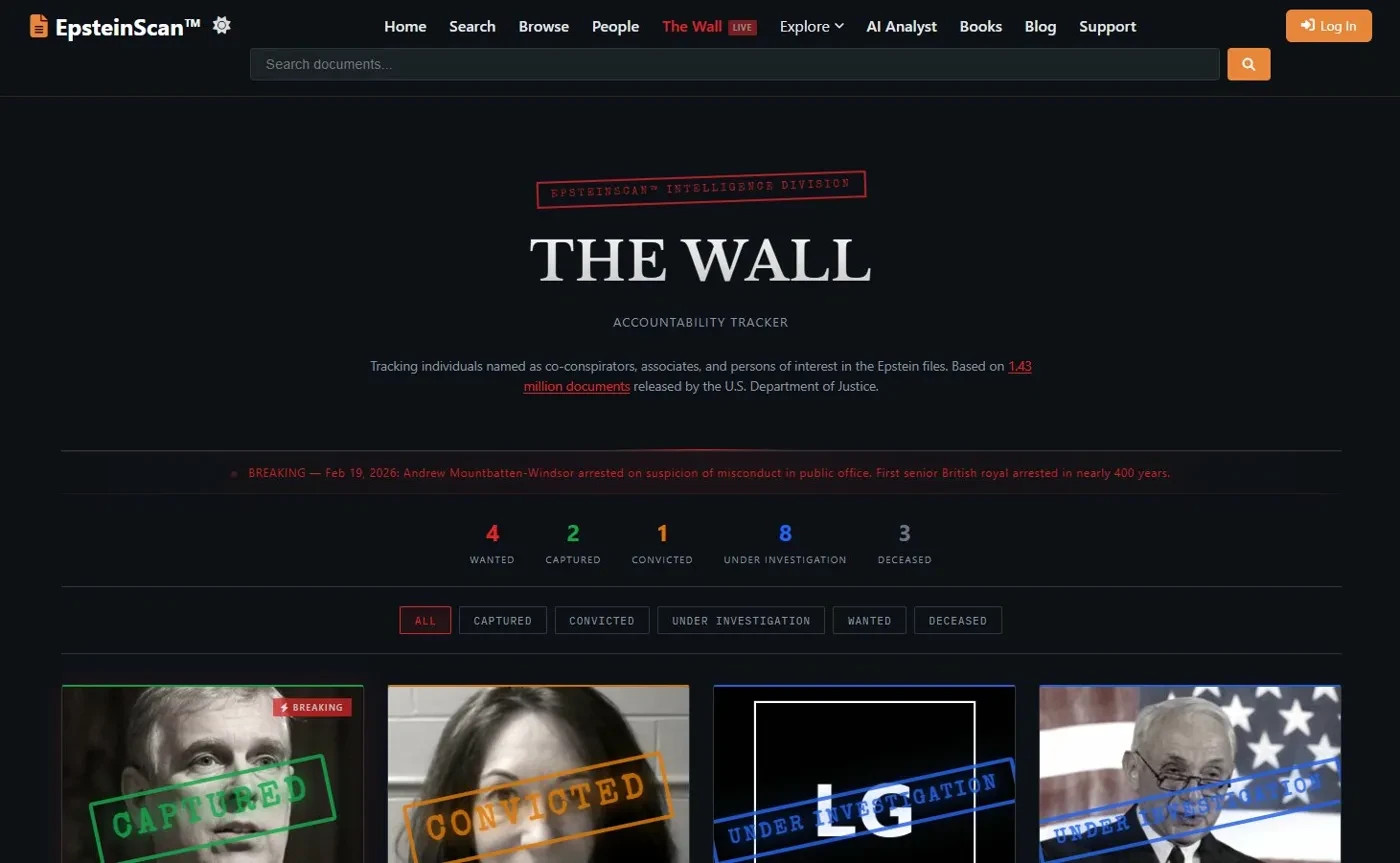 For Sale: EpsteinScan.org – 1.4M Document Search Engine Website | 441K+ Visitors