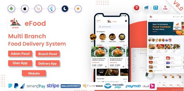 eFood v8.0 – Food Delivery App with Laravel Admin Panel + Delivery Man App