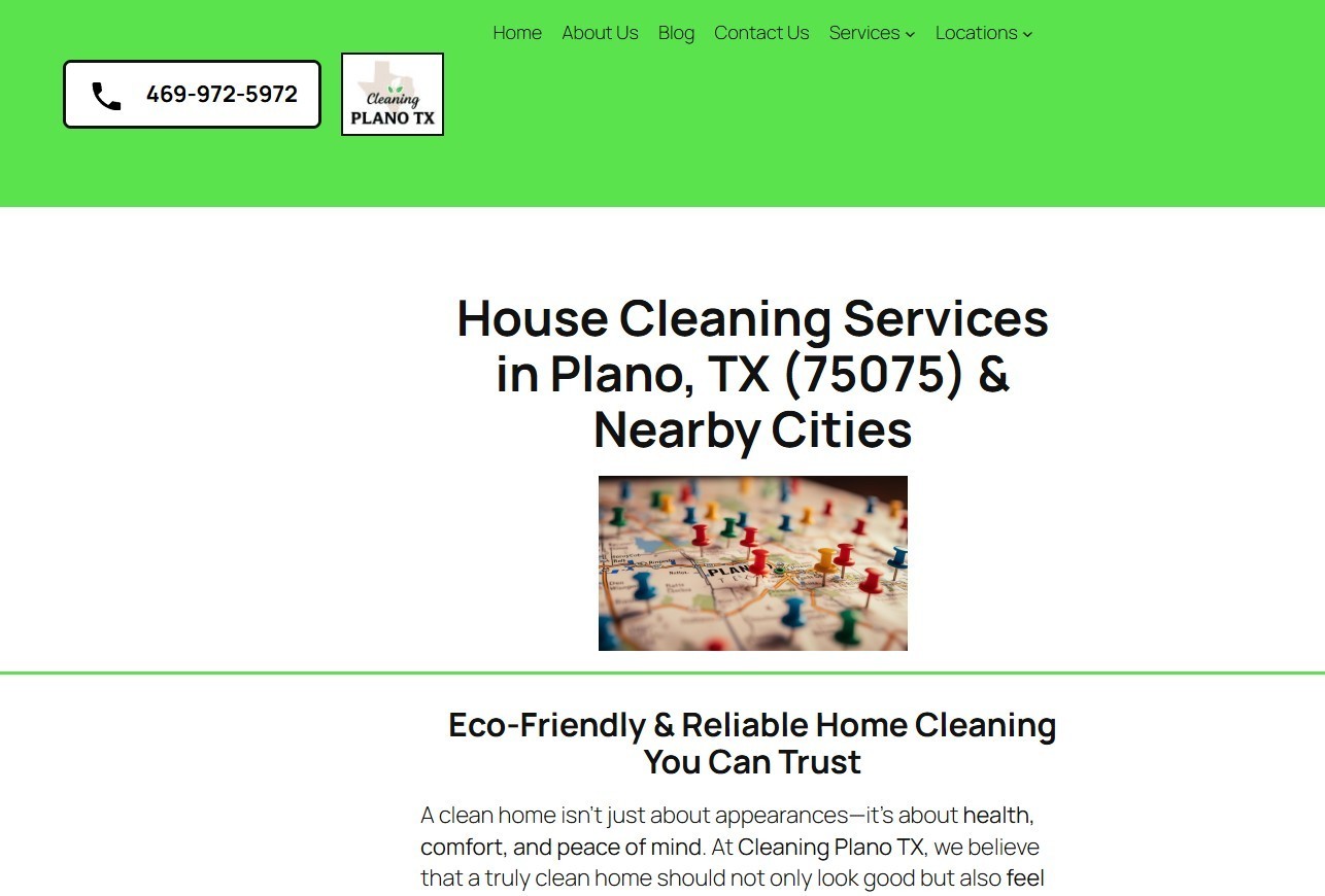 Cleaning business website with full content and social media accounts
