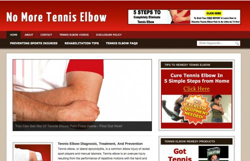 🥇 Turnkey Tennis Elbow Niche Blog Website