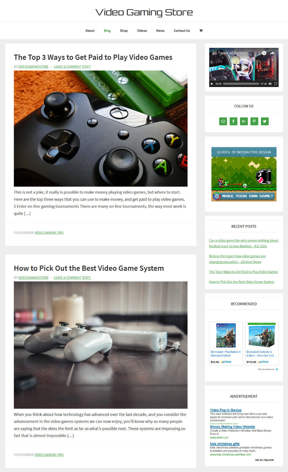 [NEW DESIGN] * VIDEO GAMING * store blog website business for sale AUTO CONTENT