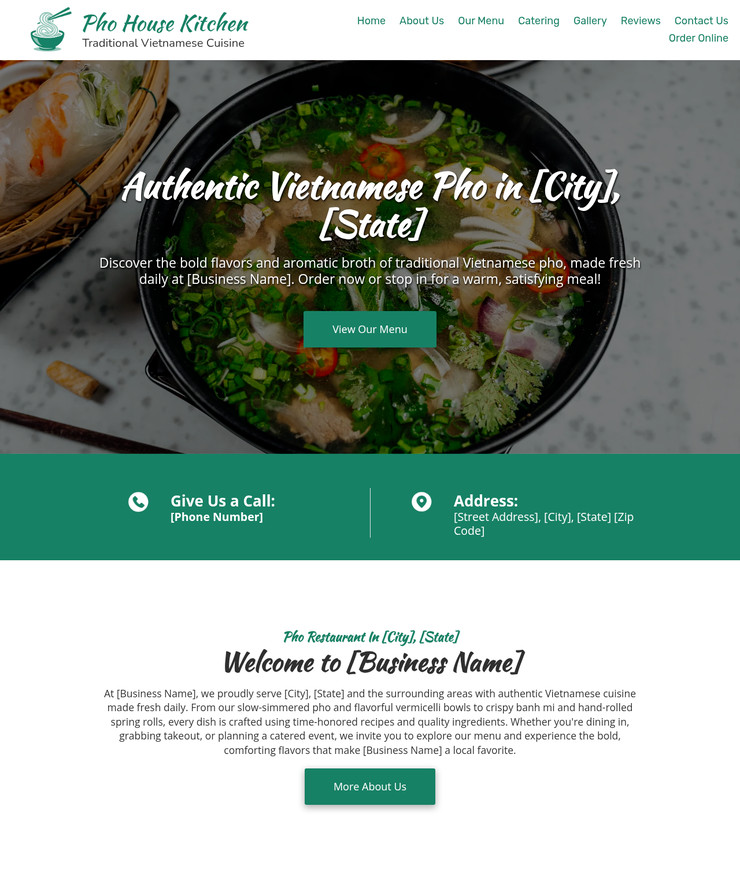 Vietnamese Pho Restaurant Customized Business Website *SEE FULL DESCRIPTION*