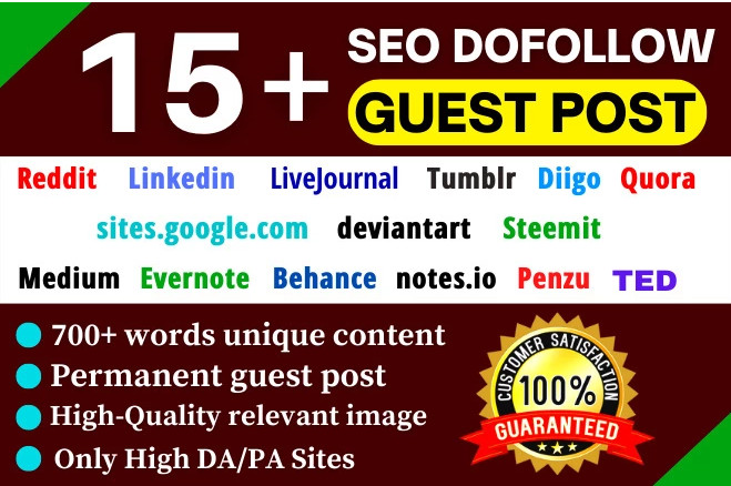 Write And Publish 15 Guest Posts On Penzu, Medium, Linkedin, Quora, Reddit