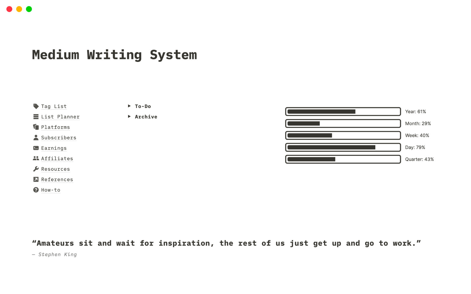 Notion Template,Medium Writing System: Elevate Your Content Creation