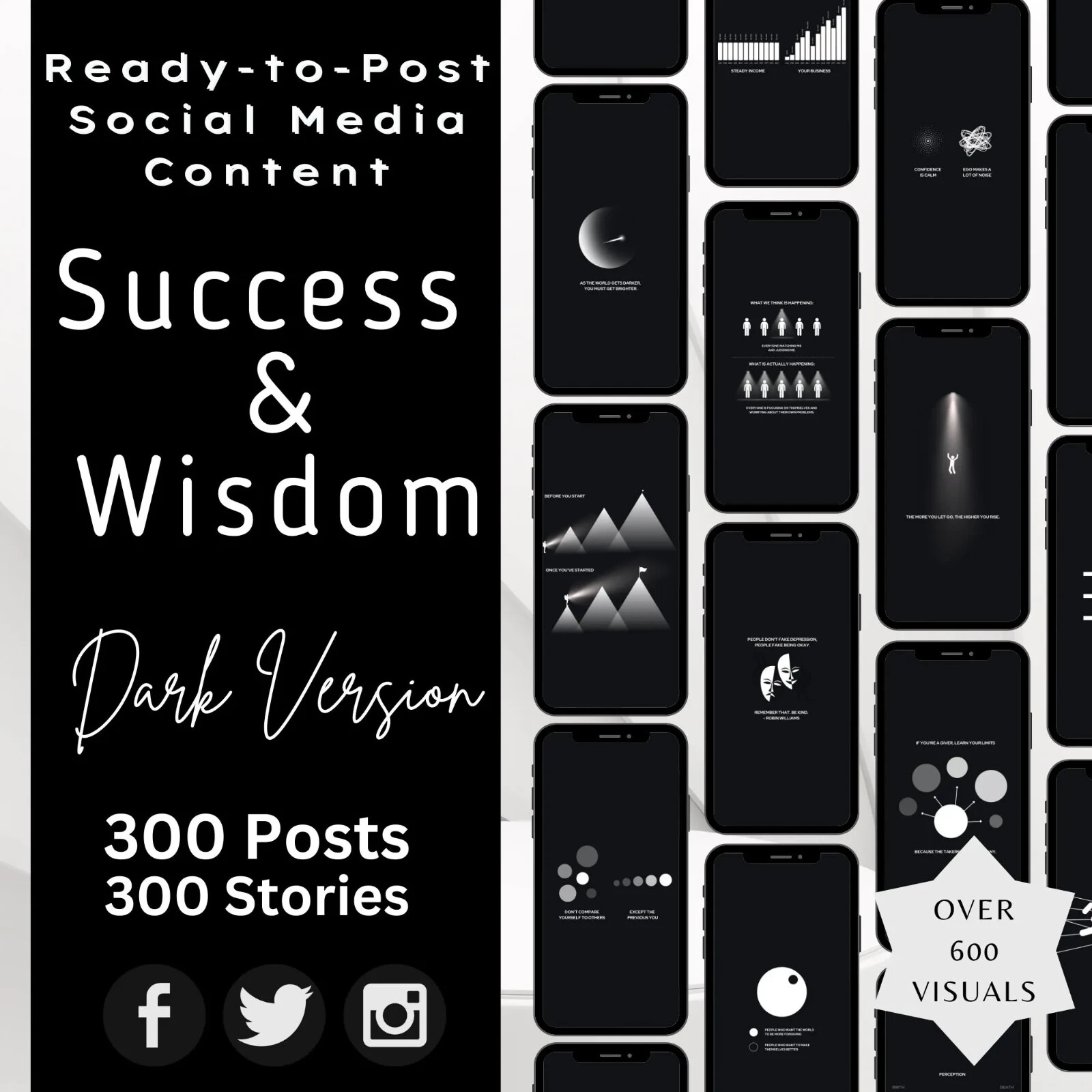 600 Success & Wisdom Visuals for Social Media – Ready-to-Post Content