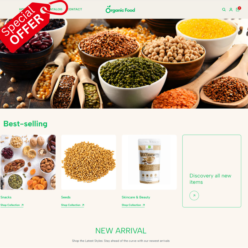 Ready-made Organic Food Shopify Store with UK Supplier