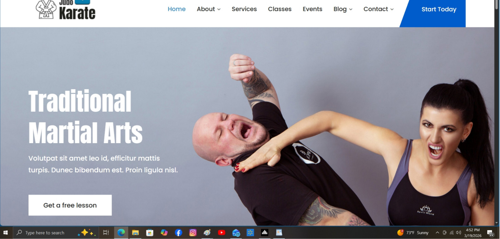 MARTIAL ARTIST – Website for sale (For the self-employed)