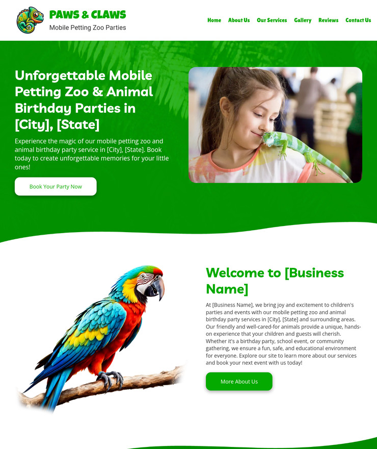 Petting Zoo & Animal Parties Customized Business Website *SEE FULL DESCRIPTION*