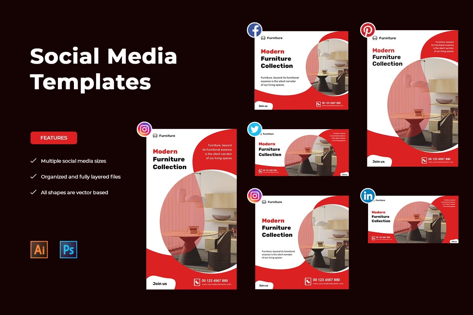 Modern Furniture Social Media Templates