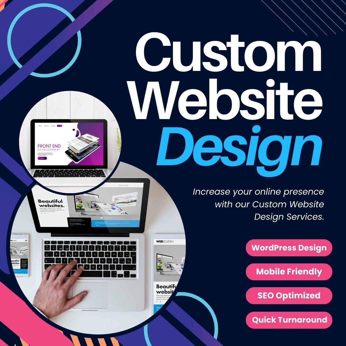 Custom WordPress Website Design. Modern + Free Training on Future Edits