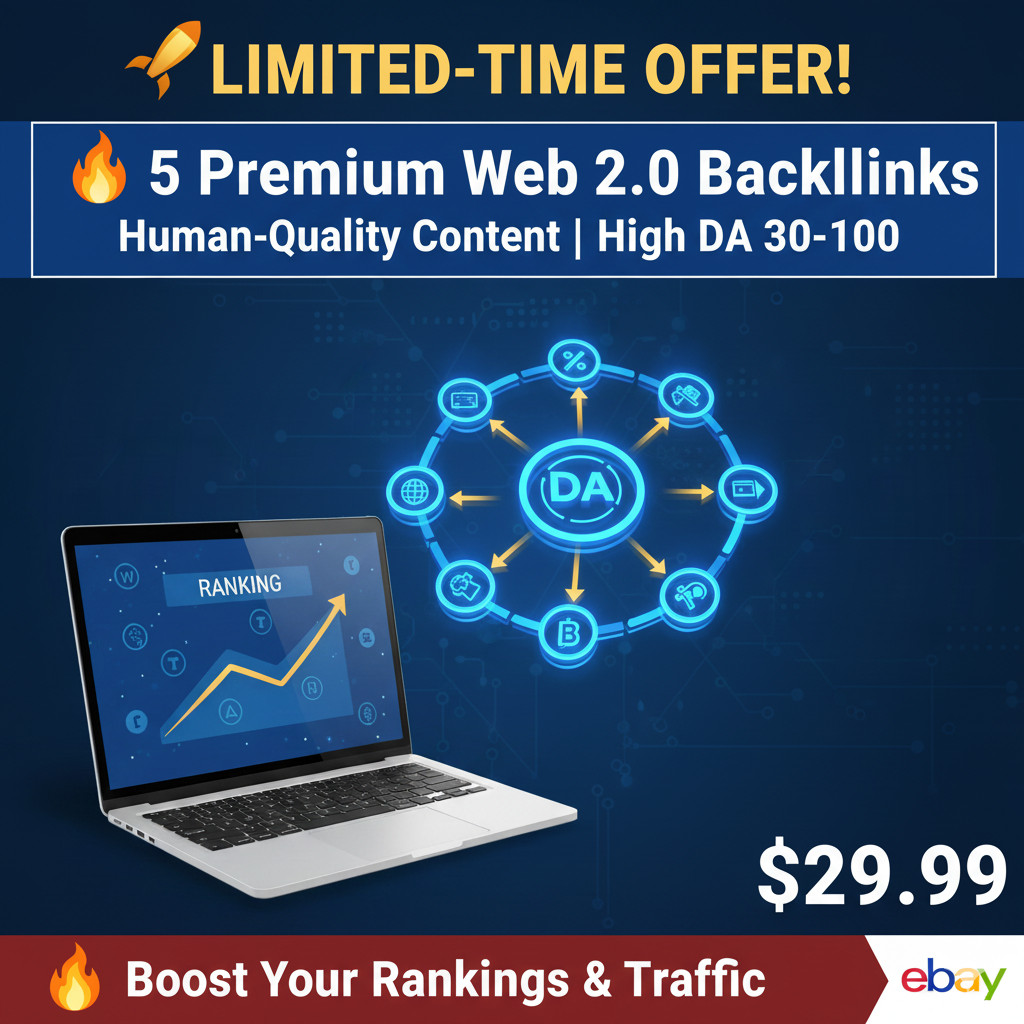 🔥 5 Premium Web 2.0 Backlinks | High DA 30-100 | Human-Quality Content SEO