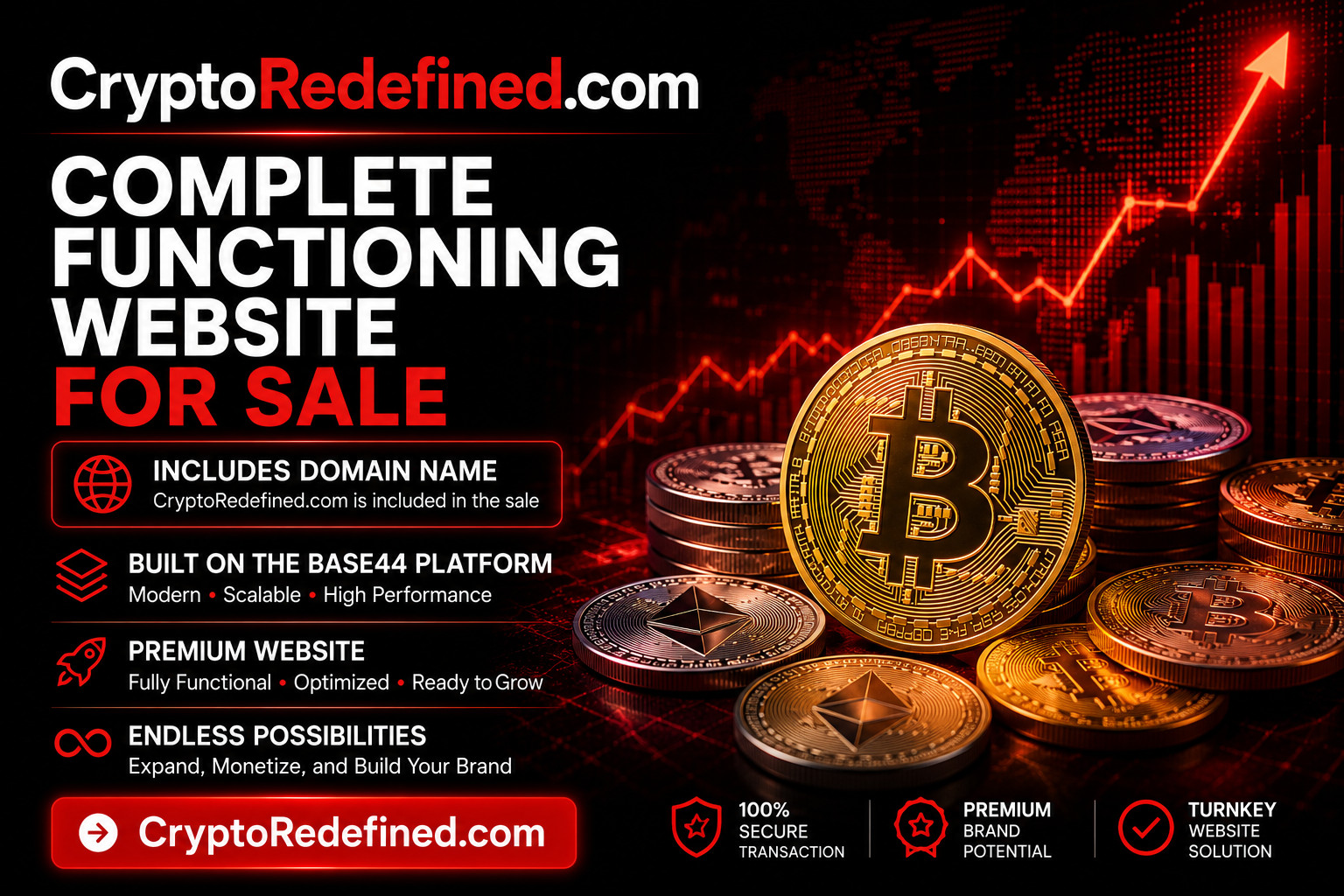 CryptoRedefined.com – Fully Functional Website and Domain Package – Huge Market