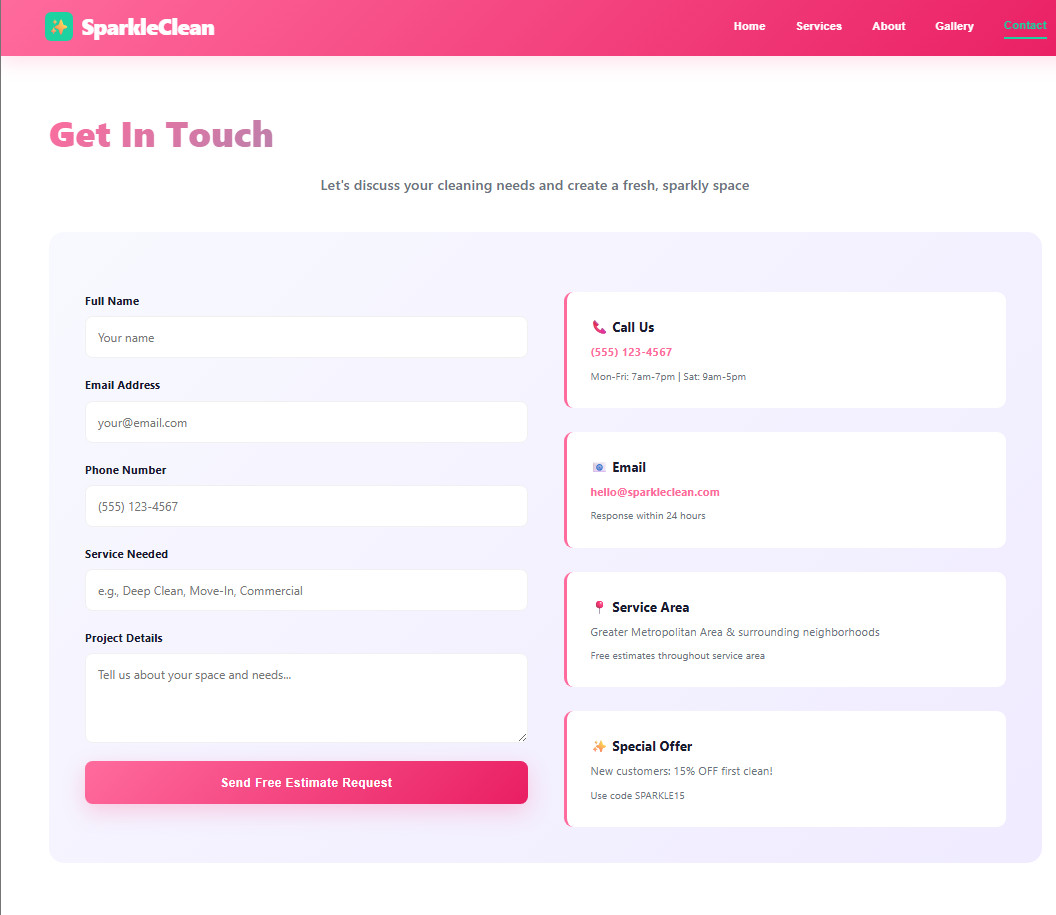 Professional Cleaning Services Website Template – Modern Design