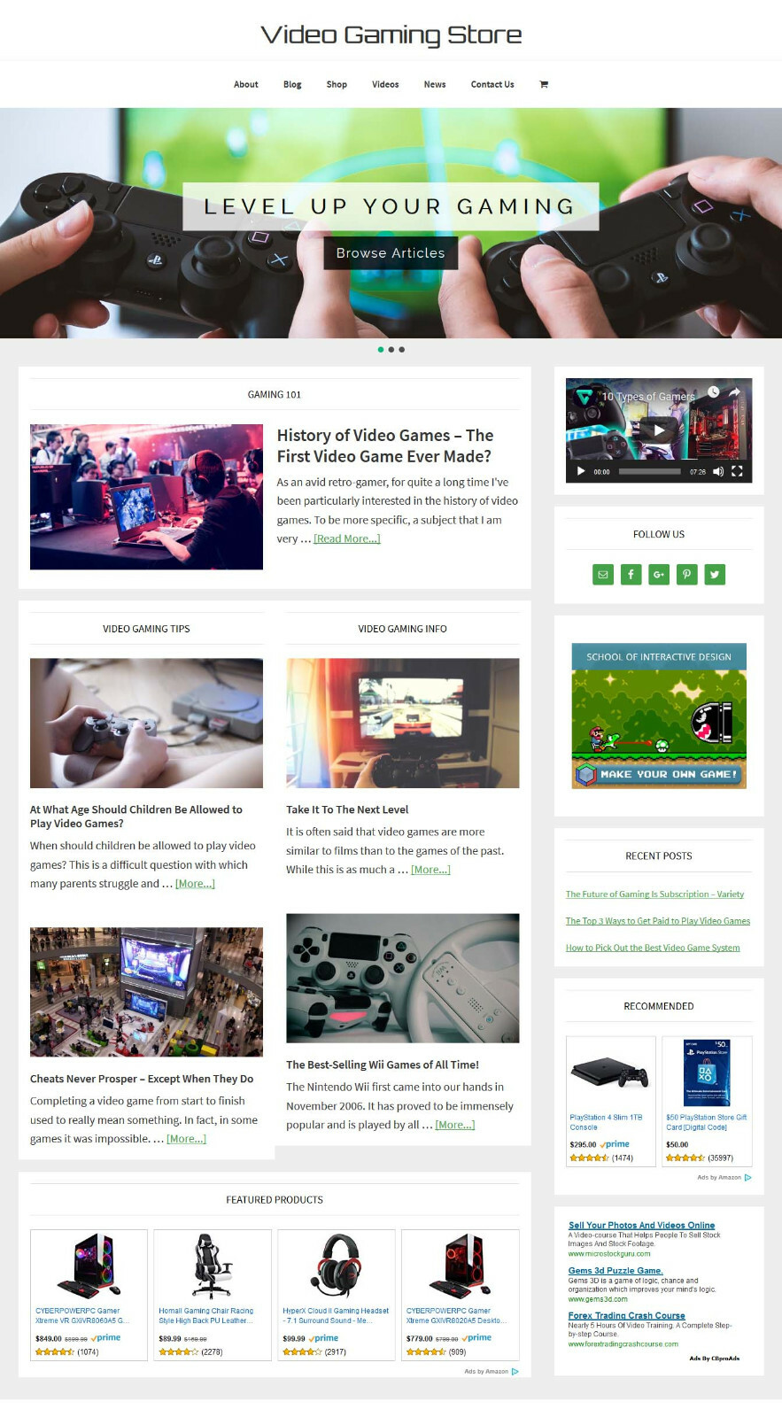 [NEW DESIGN] * VIDEO GAMING * store blog website business for sale AUTO CONTENT