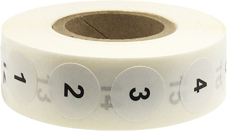 Consecutive Numbers 1-50 Labels | .5″ Round | 20 Sets of 50 | 1000 Pack