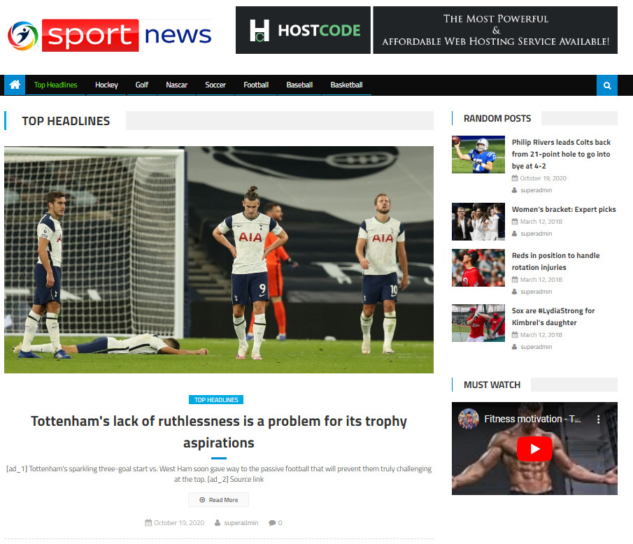 Turnkey Automated sports news Affiliate website Free Hosting / Setup