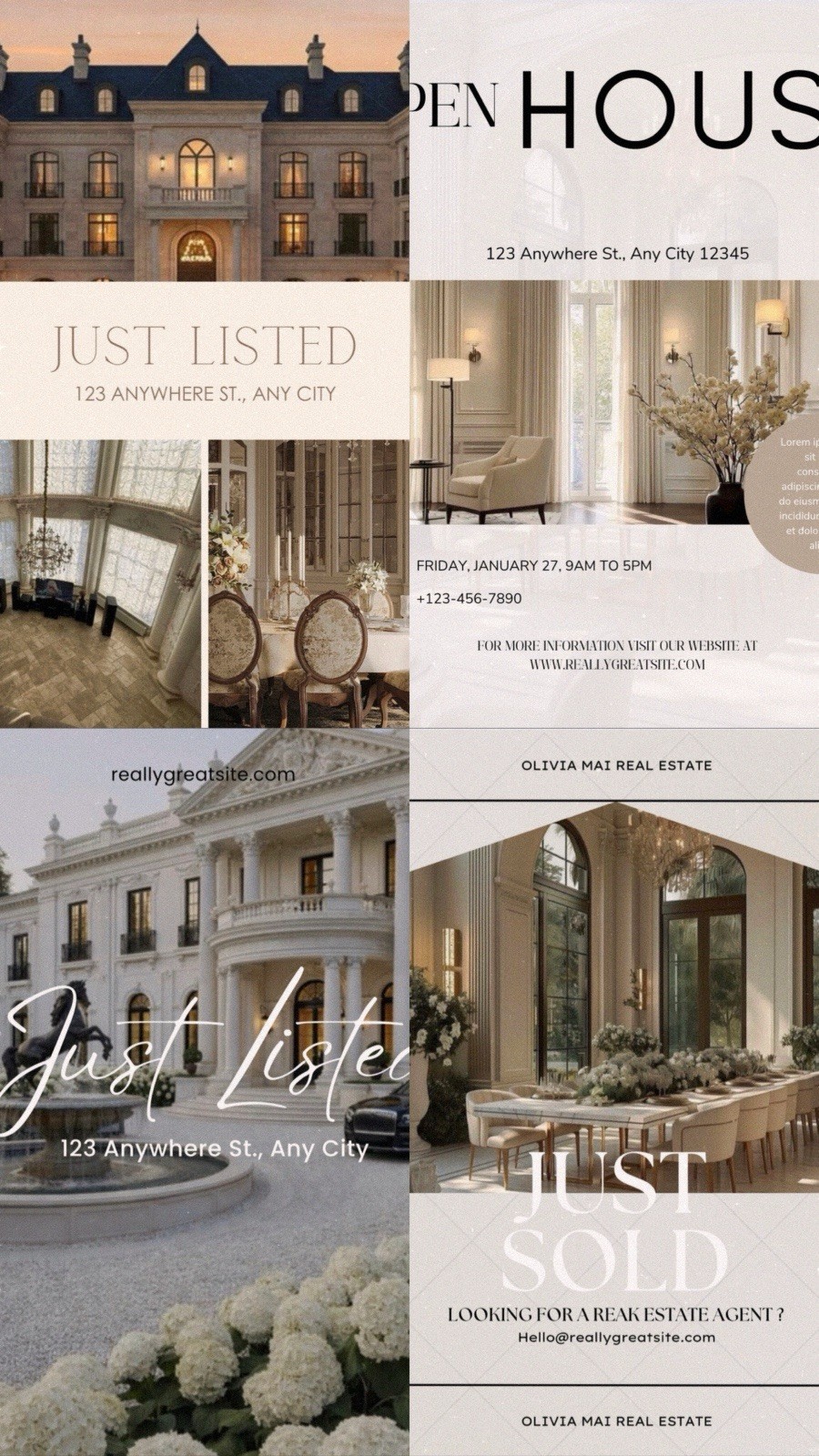 Old money Luxury Real Estate Bundle Canva Templates. (32 Templates)