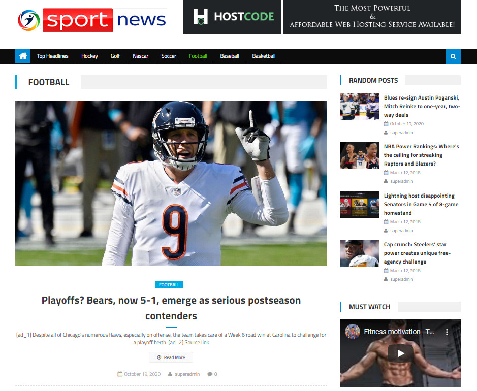 Turnkey Automated sports news Affiliate website Free Hosting / Setup