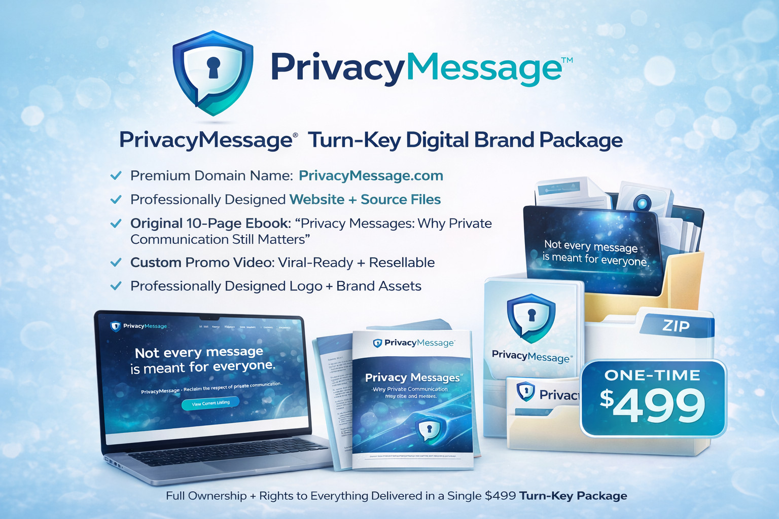 PrivacyMessage™ Turn-Key Brand Website + PrivacyMessage.com Domain Name Package